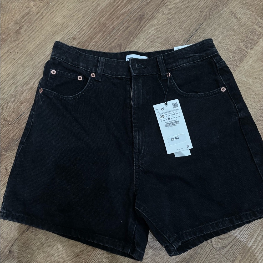 Zara NWT Women's Black Denim Shorts